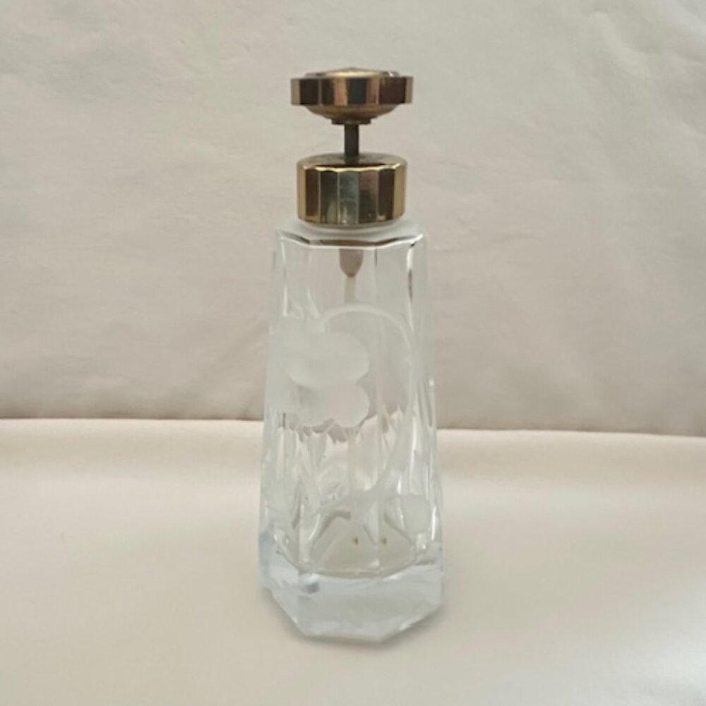 Vintage Etched Glass Perfume Bottle